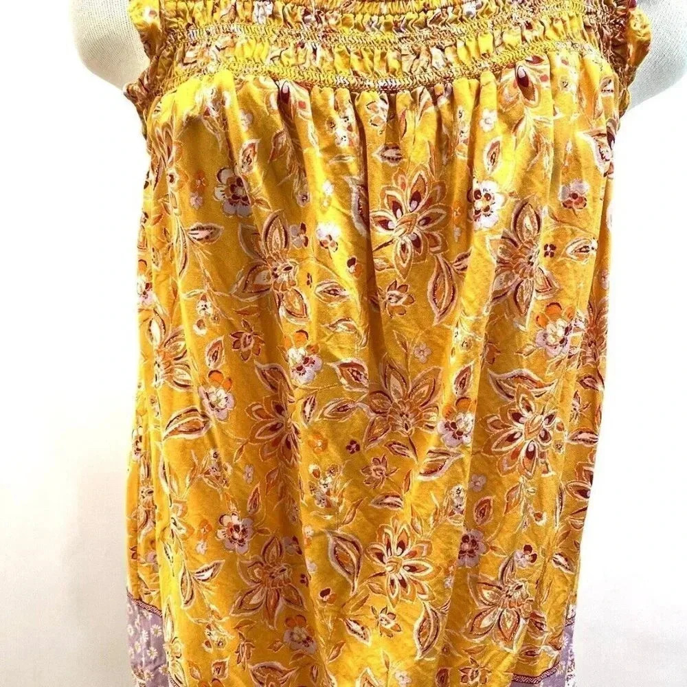 BEACH LUNCH LOUNGE Women Sleeveless Pullover Orange Floral Shirt Petite Small - Picture 6 of 9